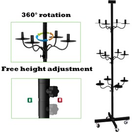 Lhysn Wig Holder Head, for 12-Head Wig Stand, Styling Wig Storage, Table Wig Stand, Multiple Wigs Display, Durable Wig Display, Tripod Metal Wig Organizer Storage Rack (Small Black+12Pcs Wig Head)