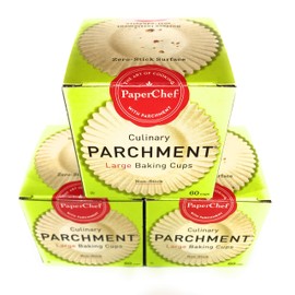 Parchment Paper Baking Cups Large Cupcake Liners Natural Culinary Non-Stick Biodegradable 3-Pack