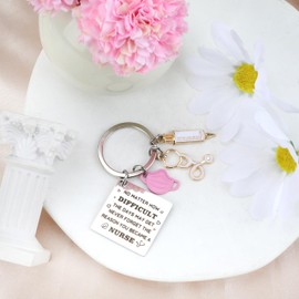 MUCOOS Nurse Keychain with Inspirational Engraving - Nurse Accessories for Work - Gifts for Women, Graduation, School Essentials, Nurse Appreciation, Labor and Delivery, Nurse Practitioner Gifts