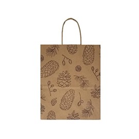 Printed Brown Kraft Bags, Medium 8 x 10.25 x 4.5, Set of 13, Made in USA