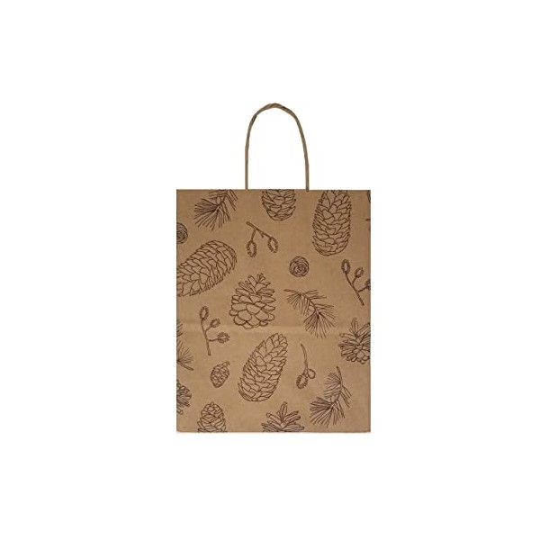 Printed Brown Kraft Bags, Medium 8 x 10.25 x 4.5,