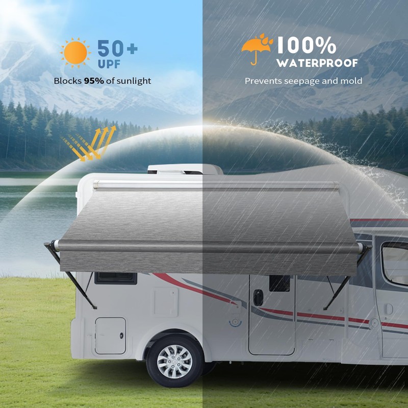 Heavy Duty RV Awning Fabric Replacement - 19.5oz Vinyl Camper