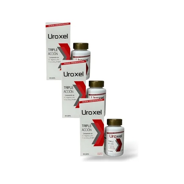 3 Pack Uroxel L-arginina Apoyo Para Próstata 30cps Sabor Sin