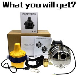 TDRRICH 1/2HP water pressure booster pump with Smart Controller for whole house，Self-priming Jet Transfer Pump Pressure Switch Automatic System 110v AC for Lawn Garden Sprinkler Irrigation