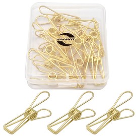 Zoohot Pack of 15 Golden Hollow Clip, Multi-purpose Clothesline Utility Clips