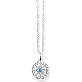 Thomas Sabo Women's Silver Simulated Turquoise Zirconia Necklace with Pendant of Length 40-42cm SCKE150057