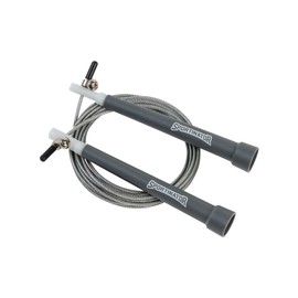 SPORTINATOR® Adjustable rope length, endurance, cardio, indoor/outdoor, fitness, boxing, speed skipping rope with non-slip handles, grey (grey)
