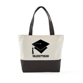 CafePress Valedictorian Grad Hat Canvas Tote Top Zipper Closure