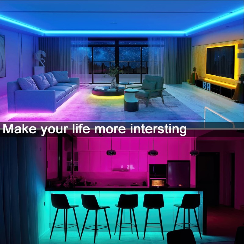 Tesfish 5M RGB LED Strip Light 12V Black PCB Board