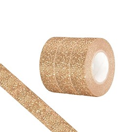 Glitter Washi Tape,3 Rolls 5/8"(15mm) rose gold Decorative Tape, Craft Self Adhesive Stick On Sticky Glitter Trim Gold ï¼Supplies for DIY, Bullet Journal, Craft, Gift Wrapping, Scrapbooking (Rose gold)
