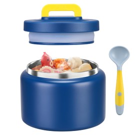 JXXM 8 Oz Thermo Food Jar for Hot & Cold Food for Kids, Insulated Lunch Containers Hot Food Jar,Leak-Proof Vacuum Stainless Steel Wide Mouth Lunch Soup Thermo for School (BLUE-Pure)