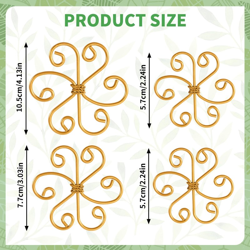 Augshy 4 Pcs Plant Stem Support,Gold Metal Climbing Holder Stabilizer