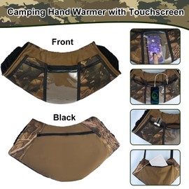 Camo Hunting Hand Warmer Pouch, Polar Fleece Warm Hand Muff Insulated Hunter Hands Warming Pouch Camouflage Hunting Gear with Phone Touchscreen for Men Women Hiking Camping Ice Fishing Cold Protection