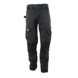 Apache Apache Workwear Men's Site Trouser | ATS 3D Stretch Holster Trouser | Grey/Black 29L x 36W | Cordura Side Cargo Pocket | Low Rise Comfort Waist | Reinforced Hem Knee Pad and Phone Pocket