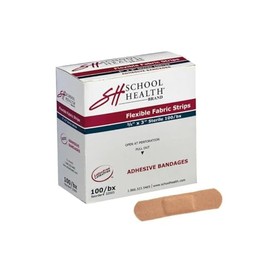 School Health - Adhesive Bandages, Comfortable Form-Fitting Protection & Wound Care for Cuts and Scrapes, Premium Adhesive Stays Secure with Movement, Flexible Fabric Bandages - 3/4" X 3" 100/Box