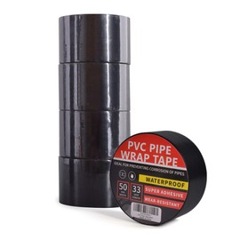 TAPEBEAR Corrosion Protection Pipe Tape, Wrap Pipe Tape for Drain Pipe, Metal Electrical Outdoor Underground Pipe, Waterproof PVC Black Tape, Duct Anti-Corrosion and Protection, 2" X 33Yard, 5 Rolls