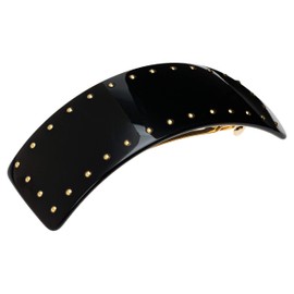 France Luxe Studded Rectangle Volume Barrette, Black