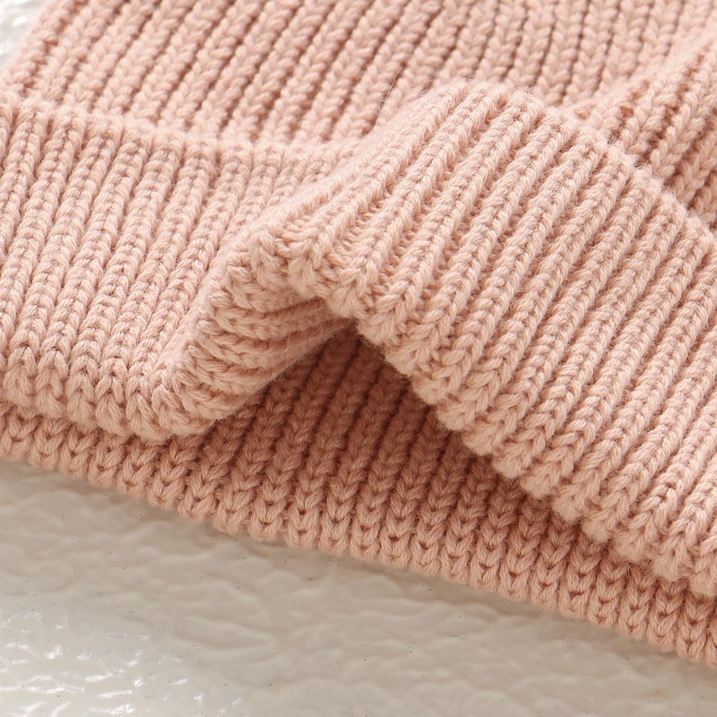 Hadetoto Cotton Baby Beanie Winter Knitted Hat with Bear Ear