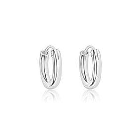 DTPsilver® 925 Sterling Silver TINY Hoops/Sleepers Earrings - Thickness 2 mm - Diameter 12 mm