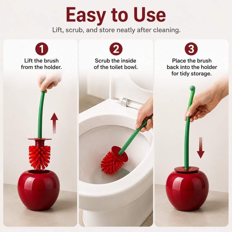 Cherry Shape Toilet Brush with Holder for Bathroom Cleaning –