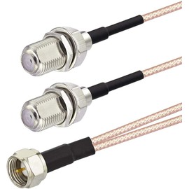 Superbat F-Type RG6 Splitter Coax Cable 75Ohm TV Antenna 3 Way Splitter Combiner F Male to F Dual Female RG316 Coaxial Cable 6inch 2-Pack