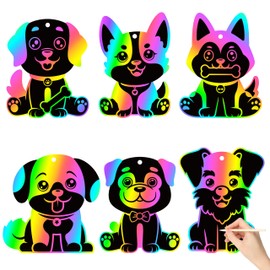CY2SIDE Puppy Dog Animal Rainbow Color Scratch Bookmarks for Kids DIY Dog Rainbow Color Scratch Craft Kit Birthday Party Decors Puppy Dog Pet Magic Art Rainbow Color Craft Kit for Birthday Party Favor