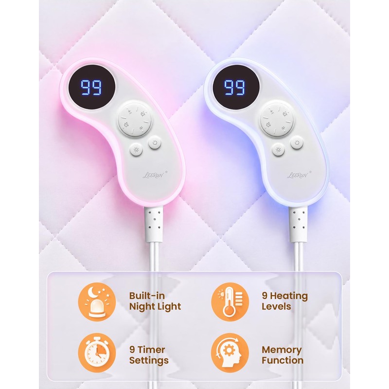 Heated Mattress Pad Queen: Even Fast Heating 125.6°F Dual Control