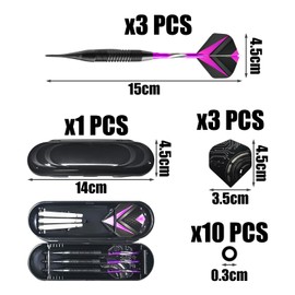 MAXQUU 1 Set of Darts with Plastic Tips, Soft Dart Set Accessories, Dart Arrows, Electronic Dart Needle, Professional Soft Darts (Purple)