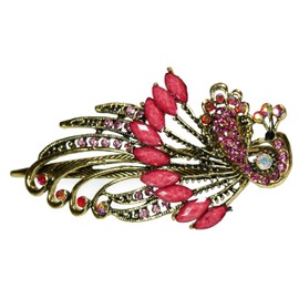 Metal Rhinestone & Acrylic Beautiful Vintage Crystal Peacock Hair Clips Hair Clips Hair Clip Pink Gold 5249