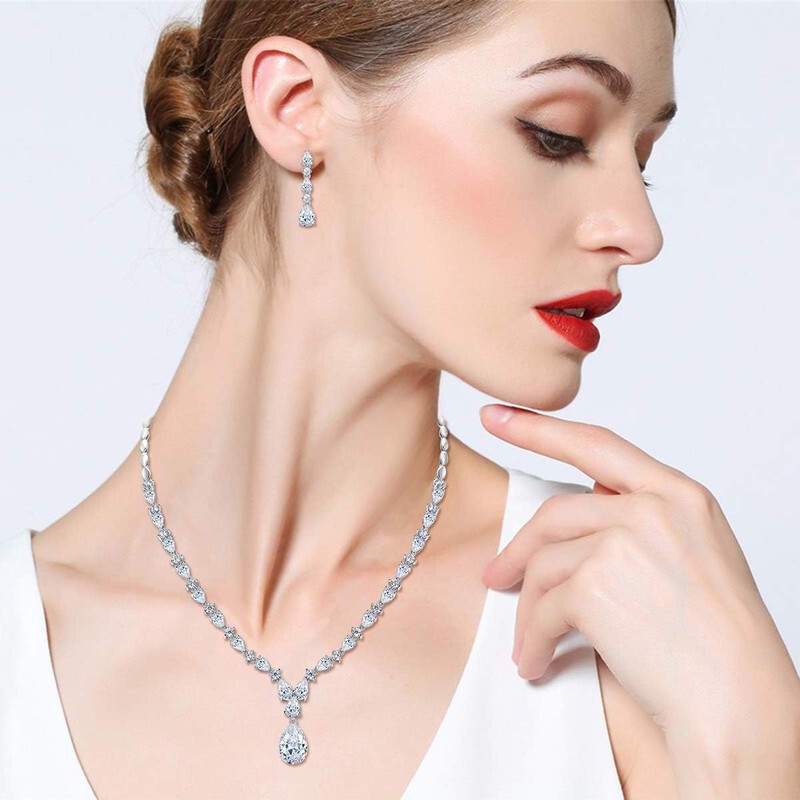 EVER FAITH Mujer Sets de Joyería Cristal Zirconia Cúbica Gota