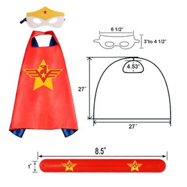 RioRand Kids Dress Up Superhero Capes Set and Slap Bracelets Costumes Birthday Party Christmas Gifts (4PCS FOR BOYS & GIRLS)