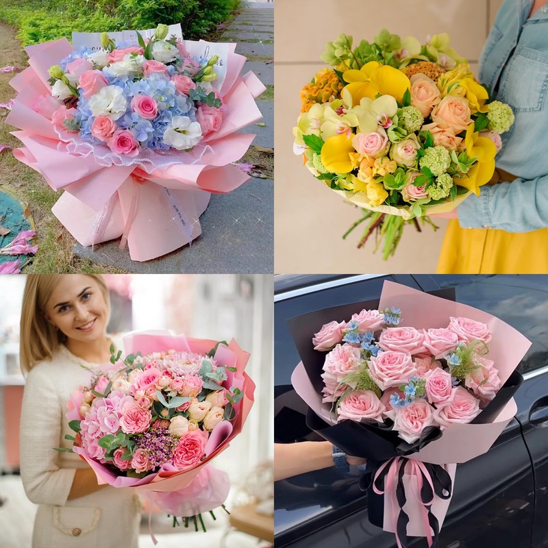 PATIKIL Flower Wrapping Paper 22.4x22.4, 20 Sheets Waterproof Florist Floral