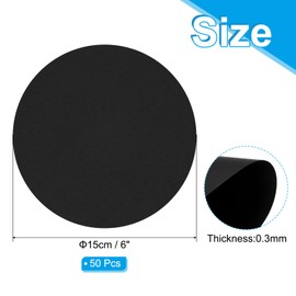 PATIKIL 6inch Circle Card Stock, 50Pcs Round Shape Cutouts Paper Thick Cardstock Coaster for DIY Craft Projects Classroom Bulletin Board Decor, Black