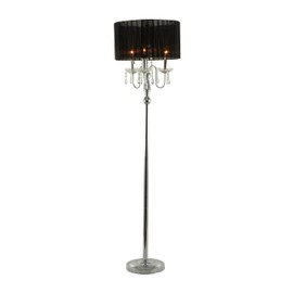 Deco 79 Metal Floor Lamp with Dangling Crystals, 16" x 16" x 63", Silver