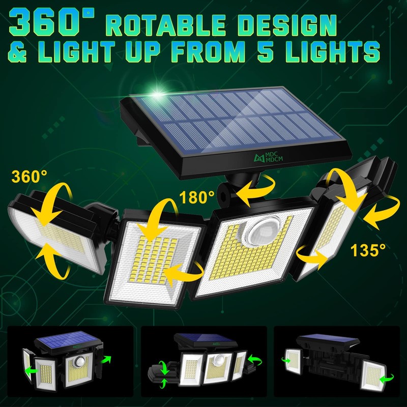 MDCMDCM Solar Outdoor Lights Motion Sensor Waterproof - 416 LEDs