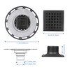 Square Shower Drain, 4-Inch Matte Black Kit with Bonding Flange,