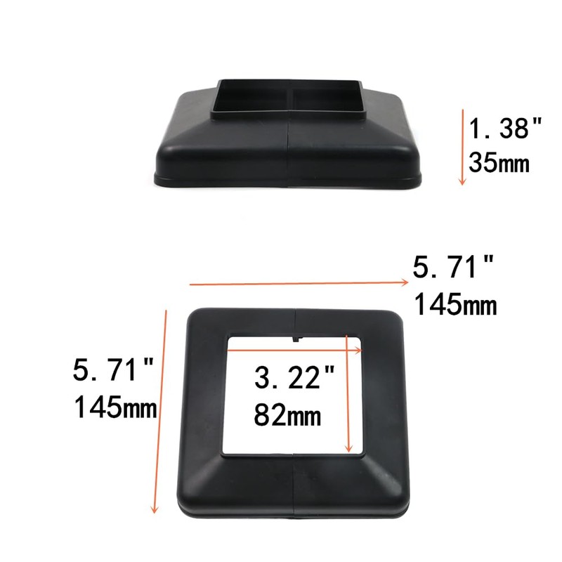 Tsnamay 6Pcs Flange Base Shoe for Railings 3.15"x3.15"/80mm Post,Deck Post
