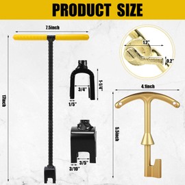 Lanties Water Meter Key 17 Inch Enforced Steel Wrench T-handle with 4-way Multi-functional Universal Cross Key Brass Water Meter Box Tool for Curb Main, Underground Stop, Waste Valves (Yellow, Black)