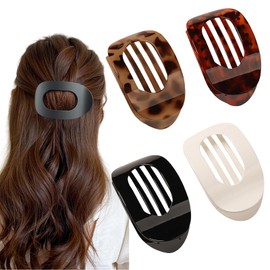 Yemoju Pack of 4 Flat Hair Clips, Round Flat Hair Clips for Women and Girls, French Hair Clip with Strong Hold for Thick and Thin Hair, Comfortable Flat Clips