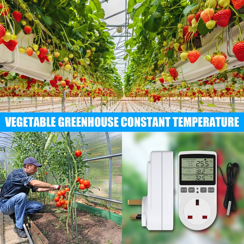 Digital Thermostat Temperature Controller, Socket Outlet 230V LCD Screen Temperature