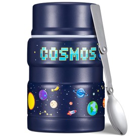 Charcy 17oz Thermo for Hot Food, Insulated Lunch Food Container with Folding Spoon QB - Midnight Blue Space