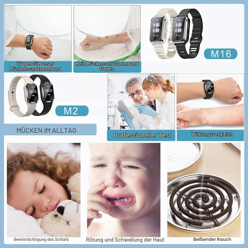 Ultrasonic Mosquito Bracelet USB Rechargeable with Watch