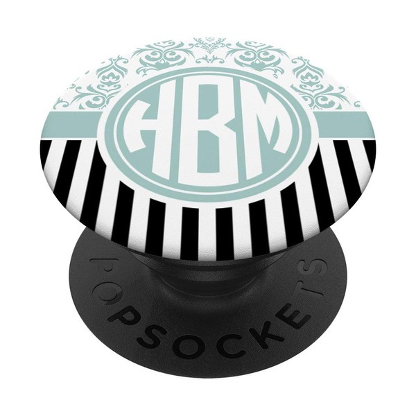 HBM Monogram Gift Blue Damask Initials HBM or HMB PopSockets