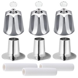 Shower Knobs 3 Piece Replacement Compatible with Price Pfister Verve 3 Handle Tub Shower Faucet, Hot and Cold Diverter Shower Knob Replacement, Chrome