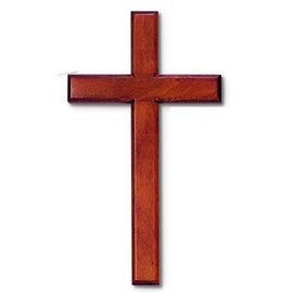Dijkoo Wall Cross Made in Solid Mahogany Wood 7" X 14" in White Gift Box
