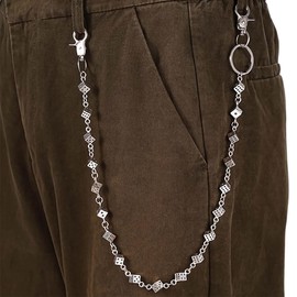 DIKJAK Wallet Dice Chain - Punk Hip Hop Unisex Waist Accessory for Pants/Wallet/Keyring, Gothic Jeans Pocket Chain for All Season Wear