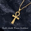 EUDORA Sterling Silver Ankh Cross Necklace for Women Men,18K Gold