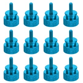 sourcing map 12pcs M3x8mm Knurled Thumb Screw Computer Case Threaded Hand Tighten Screws Aluminum Alloy for PC Case, Sky Blue