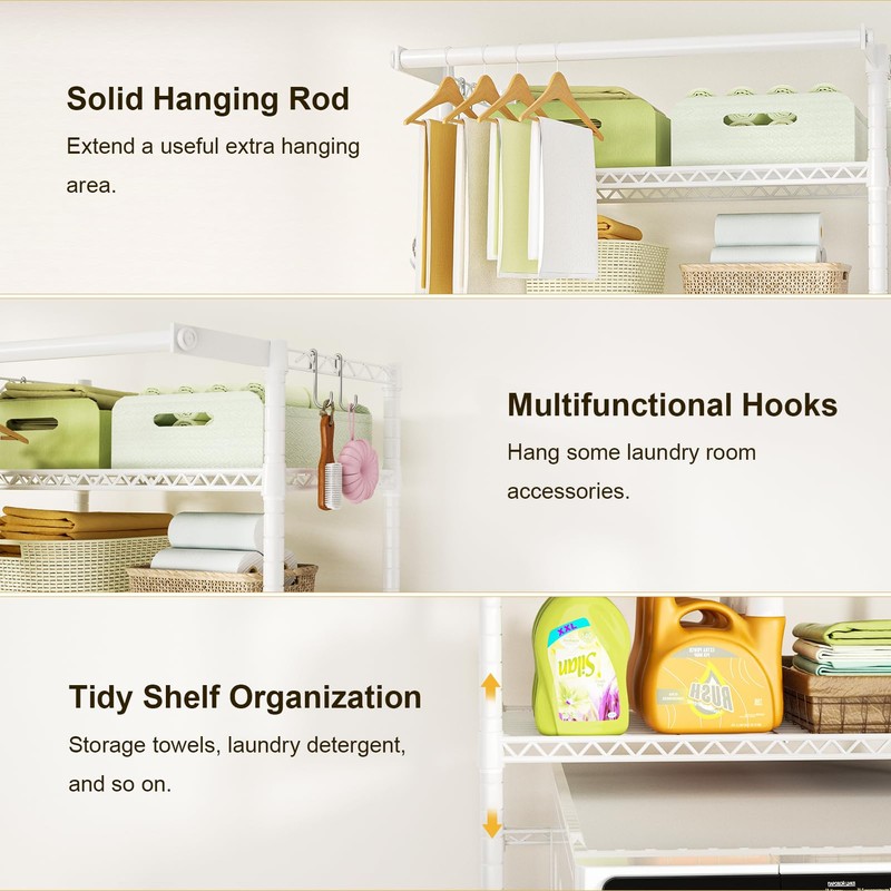 Ulif U11 Medium Over Washer and Dryer Shelves, 3 Tiers