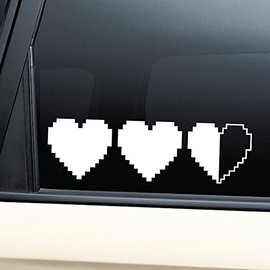 Hearts 8-Bit Retro Video Game Gaming Vinyl Decal Sticker- Die Cut Decal Bumper Sticker for Windows, Cars, Trucks, Laptops, Etc.